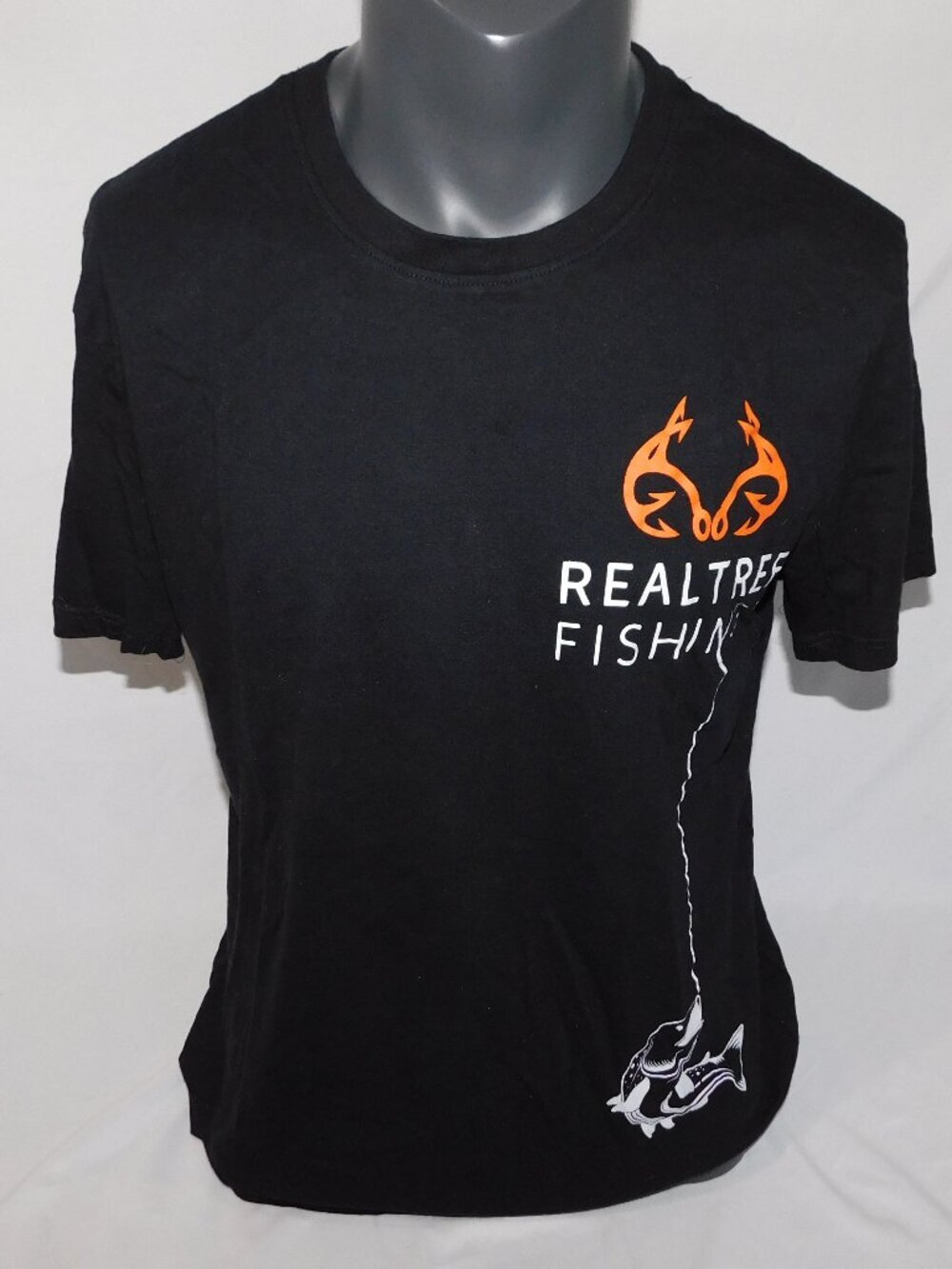 RealTree Fishing Black Graphic Pike Bass Fish T Shirt Mens L